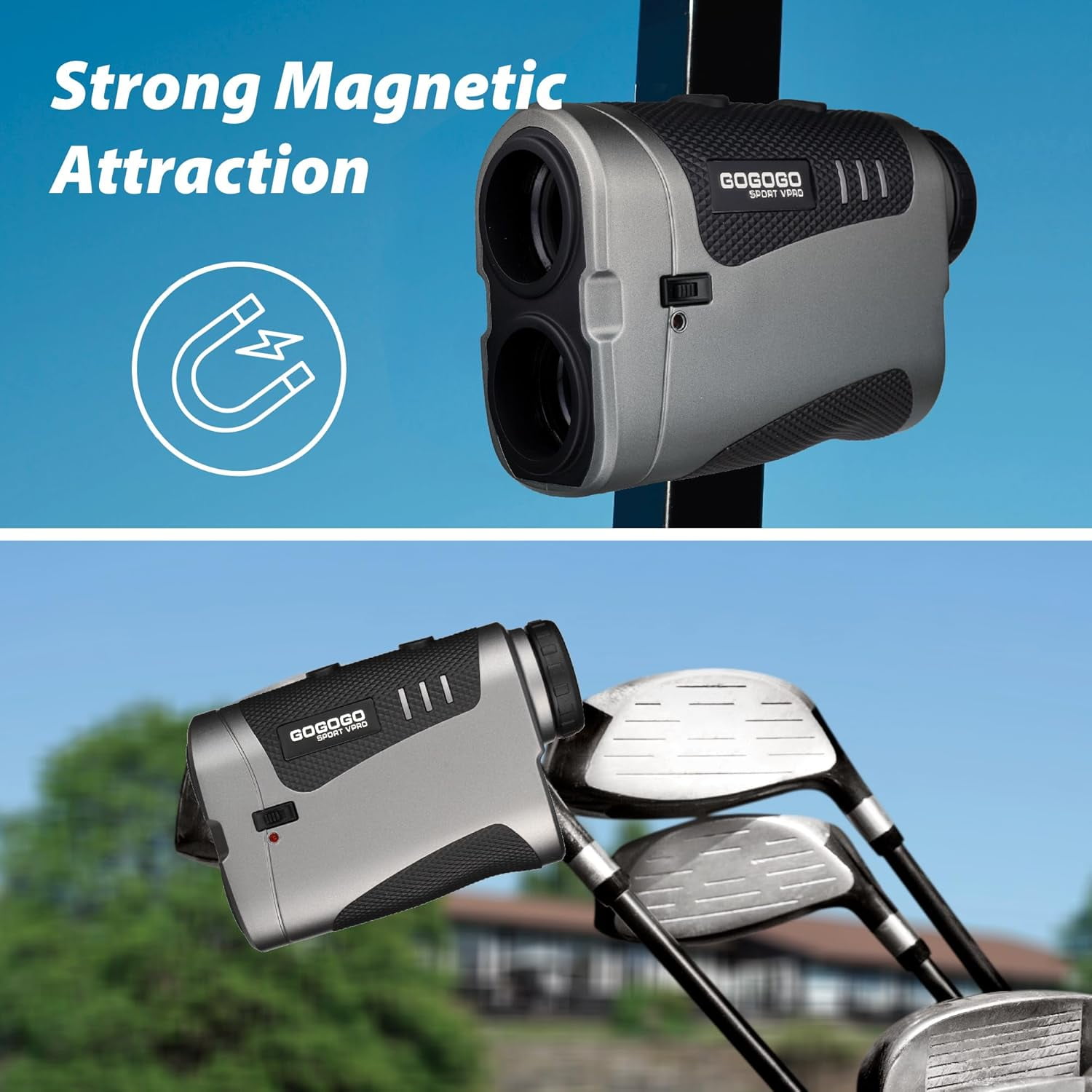 GOGOGO SPORT VPRO Magnetic Golf Rangefinder with Slope ON/OFF Switch, 1500 Yards Range Finder