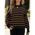 thumbnail image 2 of DOKOTOO Women Sweaters Striped Long Sleeve Pullover Tops Drop Shoulder Oversized Knitted Tops, 2 of 5