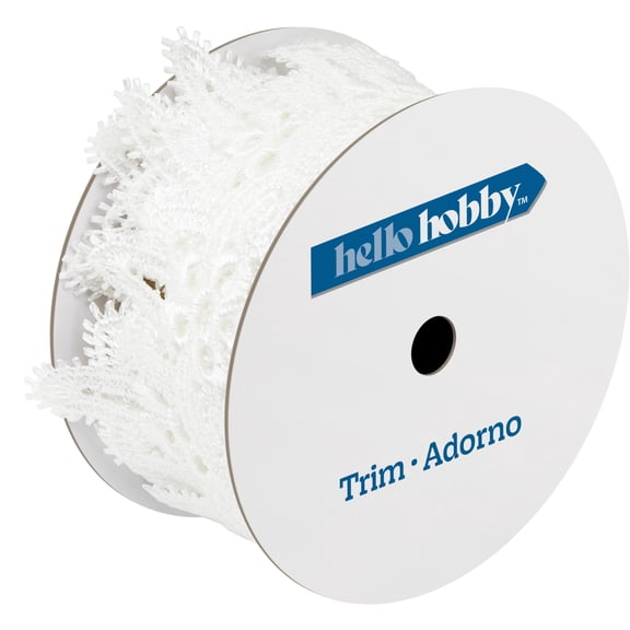 Hello Hobby White Daisy Pointed Lace Sewing Trim, 1-3/4 in x 2 yd