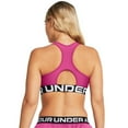 thumbnail image 2 of Under Armour HeatGear Authentics Mid Impact Branded Sports Bra Astro Pink/Black XL US 16, 2 of 5