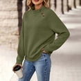 thumbnail image 6 of Mock Sweatshirts Women 2026 Fall Winter Fashion Casual Loose Pullover Long Sleeve Button Texture Tops (XL, Army Green), 6 of 9