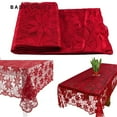 thumbnail image 3 of BadPiggies Christmas Tablecloth Red Lace Floral Table Cover For Christmas Thanksgiving Wedding Party Table Decor (Rectangle ,60" x 120"), 3 of 9