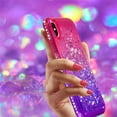 thumbnail image 5 of Mignova iPhone X , iPhone Xs Flash Case, Durable and Cute Colorful Quicksand Series Bling Diamond Flowing Liquid Floating Shockproof Cover case for Apple iPhone X , iPhone Xs 5.8 inch - Red+Purple, 5 of 6