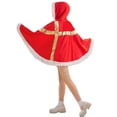 thumbnail image 5 of Xfvqtps Womens Christmas Hooded Cloak Bow Pompom Plush Edge Pullover Gift Design Thickened Warm Winter Jacket Poncho Red, 5 of 5