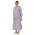 thumbnail image 3 of Aria Women's Brushed Knit 3/4 Sleeve V-Neck Lounger Nightgown with Pockets, Sizes XS to 5X, 3 of 5