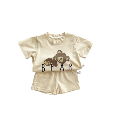 

Binpure Baby’s Cartoon Little Bear Short Sleeve T-shirt and Shorts Set