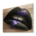 thumbnail image 2 of Designart 'Woman Lips With Black Lipstick & Purple Paint' Modern Print on Natural Pine Wood, 2 of 5