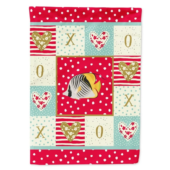 Carolines Treasures CK5466CHF Butterfly Fish Love Flag Canvas House Size Large multicolor