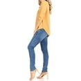 thumbnail image 4 of Women's Casual Solid Round Neck Loose Fit Roll Tab 3/4 Sleeve Shirt Blouse Tops, 4 of 6
