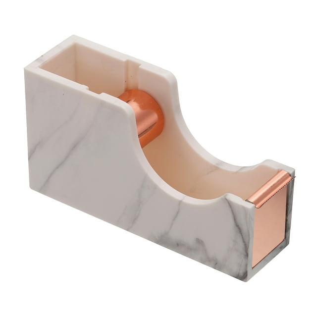 Unique Bargains Desktop Tape Dispenser Acrylic Roll Tapes Cutter Marble Pattern Rose Golden