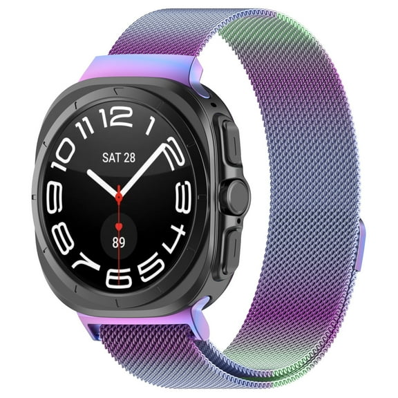 Compatible with Galaxy Watch Ultra Bands 47mm(2024) for Wmen Men, Magnetic Closure Metal Mesh Milanese Loop Adjustable Strap Replacement for Samsung Galaxy Watch 7 Ultra 47 mm,Colorful