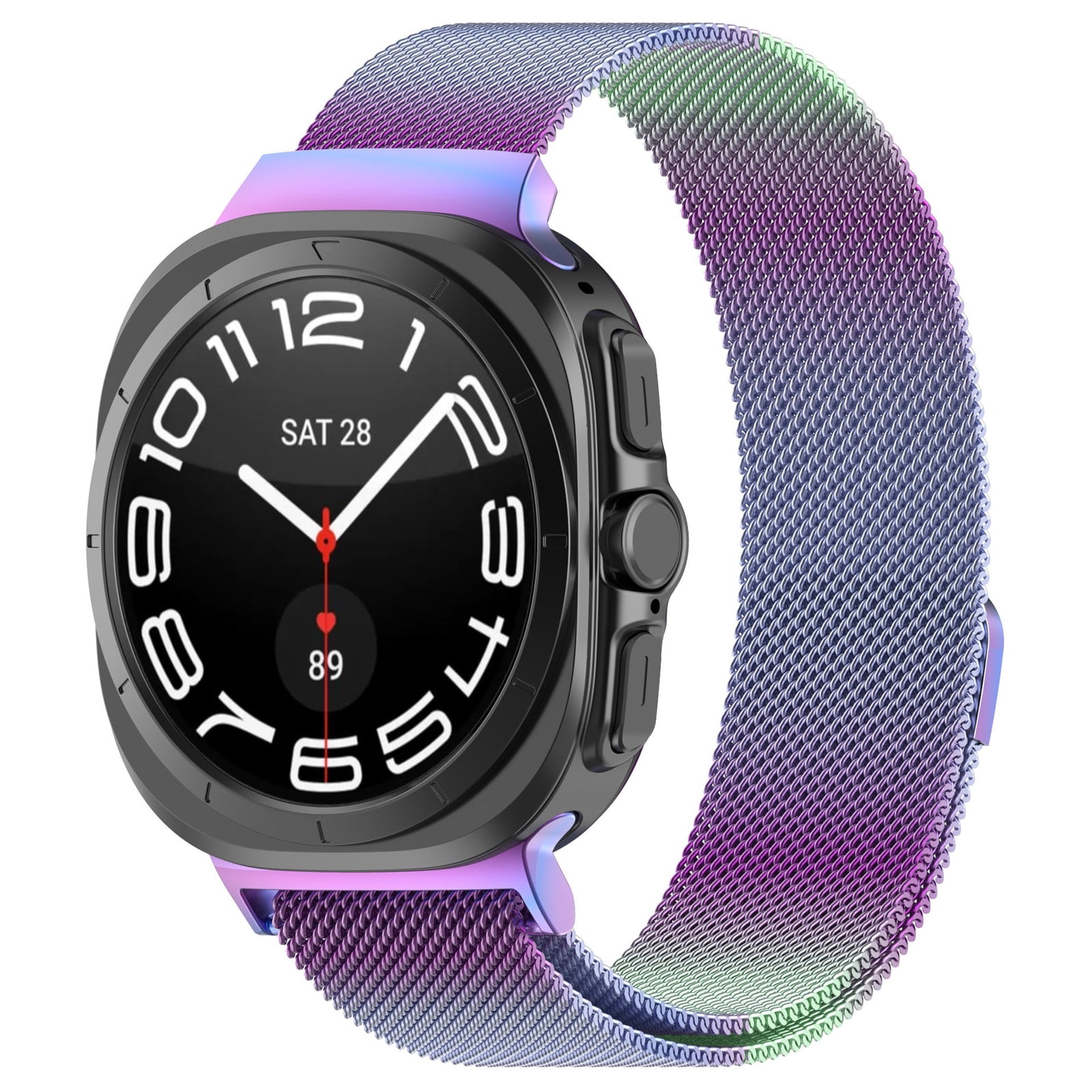 Compatible with Galaxy Watch Ultra Bands 47mm(2024) for Wmen Men, Magnetic Closure Metal Mesh Milanese Loop Adjustable Strap Replacement for Samsung Galaxy Watch 7 Ultra 47 mm,Colorful