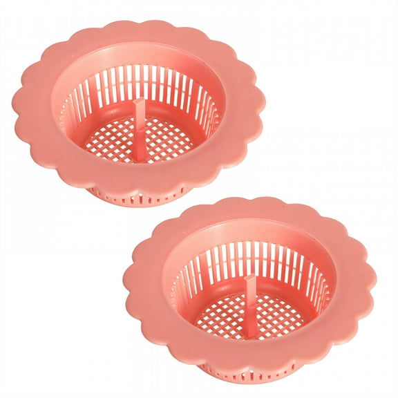TELOLY 2Pcs Kitchen Sink Drain Strainer,Precise Make Plastic Sink Stopper,3.54"Clog Prevention Sink Strainer Basket,Pink