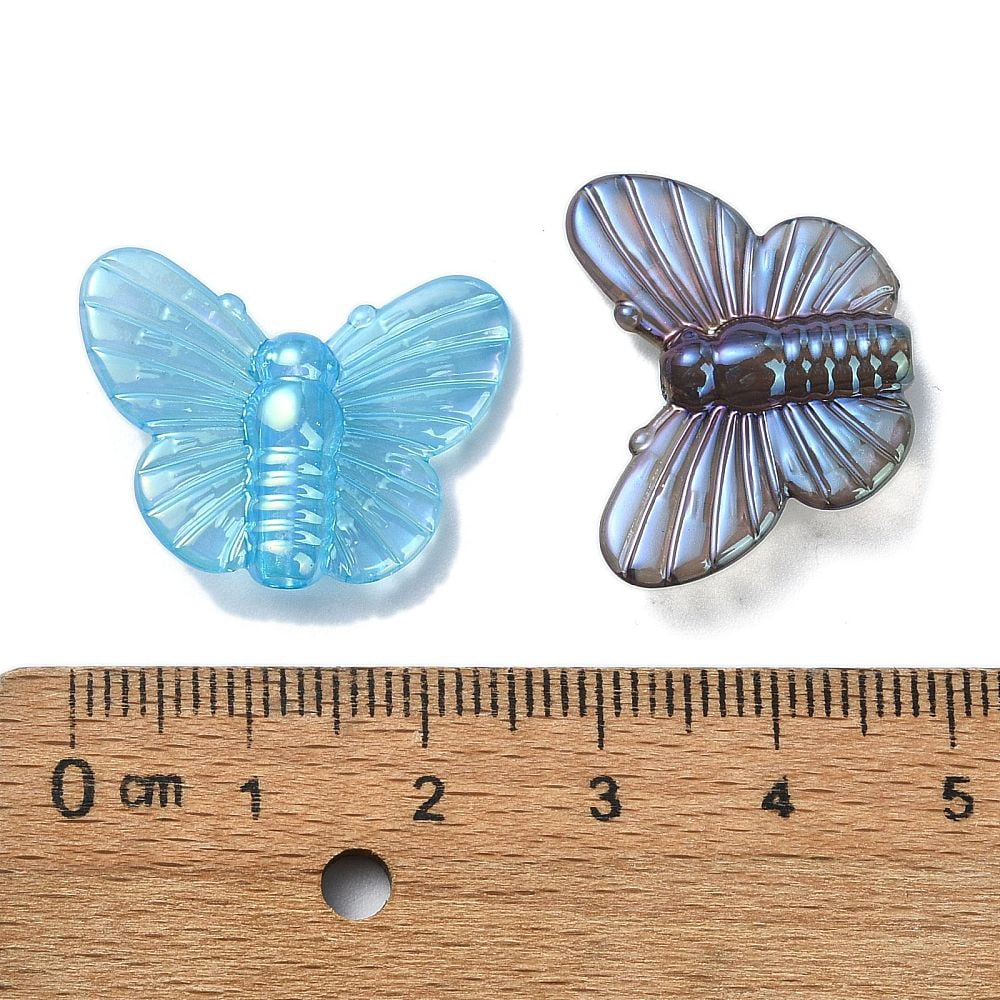 Transparent Acrylic Beads Butterfly Mixed Color 19x25x6mm Hole: 2mm