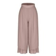 thumbnail image 5 of Besolor Women's Chiffon Wide Leg Palazzo Pants High Elastic Waist Casual Flowy Layered Boho Business Trousers, 5 of 7