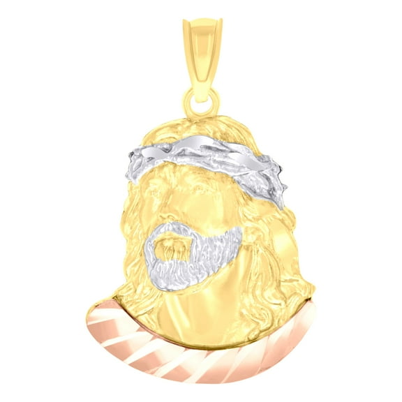 10k 10Kt Tri-Color Gold Mens Jesus Religious Charm Pendant