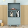 thumbnail image 1 of Storage Bookcase with 2 Open Shelves,Drawer and Heart-Shaped Cutout Drawer Handles,Storage Cabinet Organizer,Cupboard for Living Room, Bedroom, Home Office,Blue, 1 of 7
