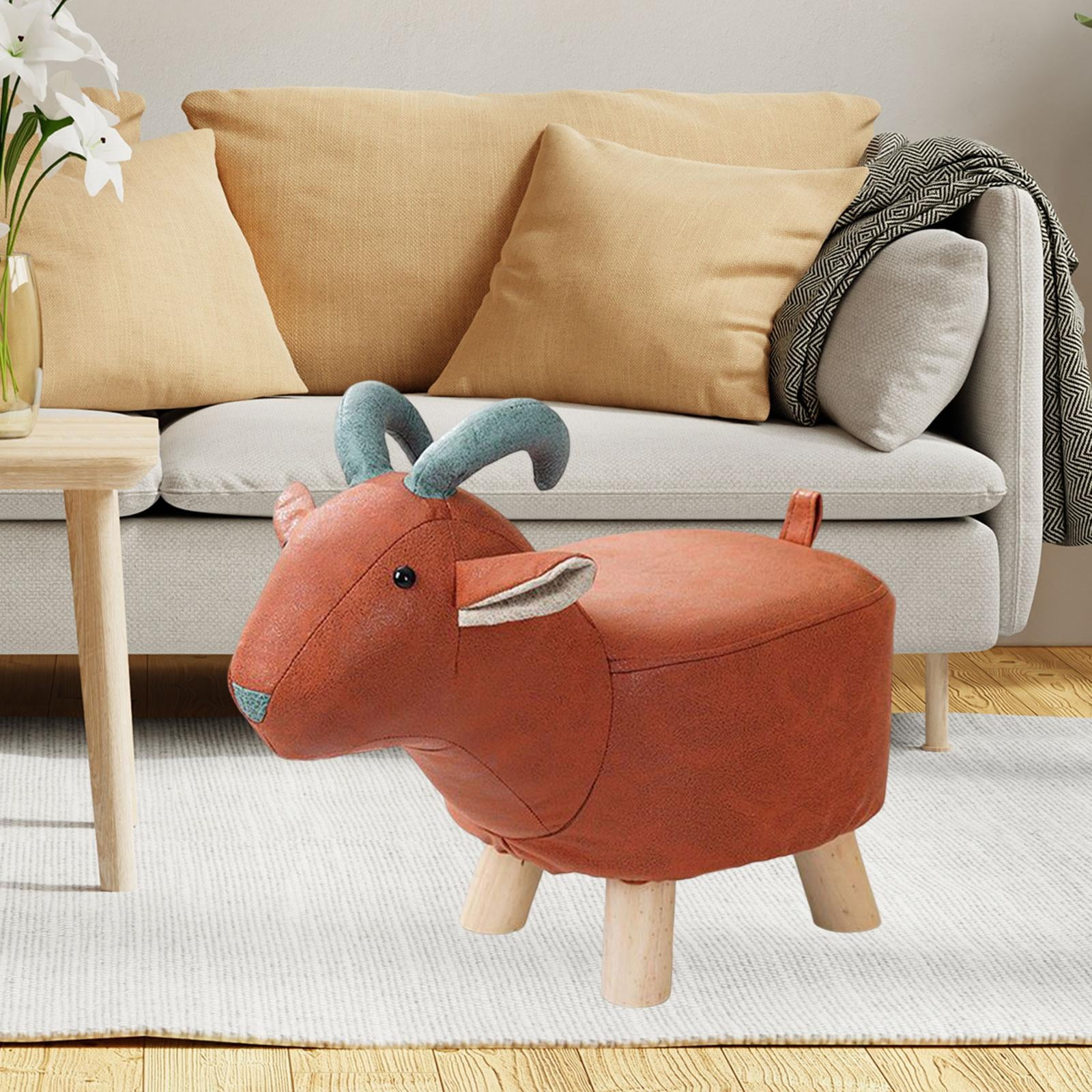 Animal Footstool Footrest Ottoman Wood Multifunctional Cute Cartoon Room Decor Bench for Porch, Living Room, Entryway, Guest Room, Bedroom