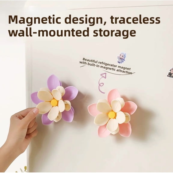 2-Pack Double-Layer Flower Magnetic Chip Clips – 2-in-1 Fridge Magnets & Food Sealing Clips for Snacks, Bread & Kitchen Storage TIKA