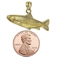 thumbnail image 3 of 925 Sterling Silver Yellow Gold Plated 1mm Cable Chain Necklace w/ Salmon Fish Pendant Charm, 3 of 4