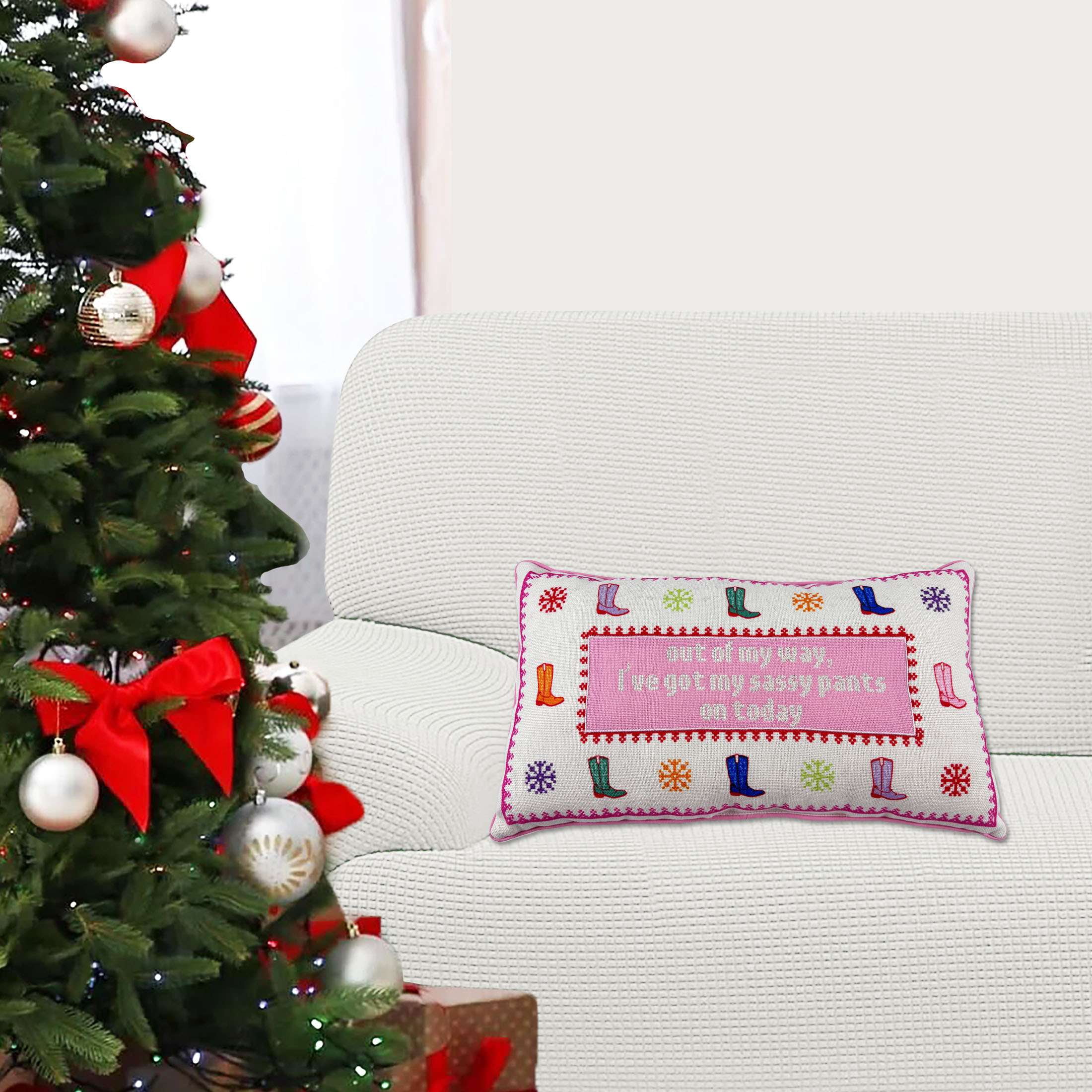 18" x 10" Sassy Pants Boots Lumbar Decorative Pillow, Multicolor, by Holiday Time