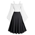 thumbnail image 4 of Halloween Dresses for Women Vintage Corset Medieval Dress Flare Sleeve Shoulder Strap Plus Size Halloween Costumes, 4 of 7