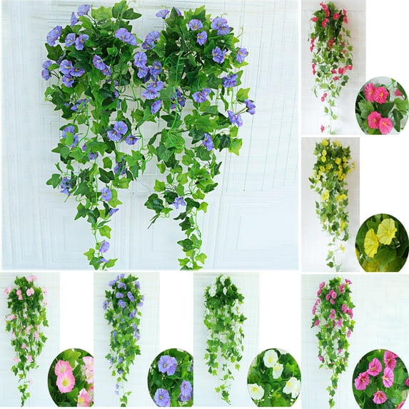 Cheer.US Vine Flowers Plants Artificial Fake Vine - Artificial Flower Fake Flowers Morning Glory Vine Ivy Garlands Hanging for Wedding Party Garden Wall Decoration Silk Flowers Pink