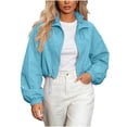 thumbnail image 3 of Thousandth Women's Zip Up Jacket Lightweight Cropped Windbreaker Coat Long Sleeve Drawstring Hoodless Pullover Sporty Outerwear for Women, 3 of 7