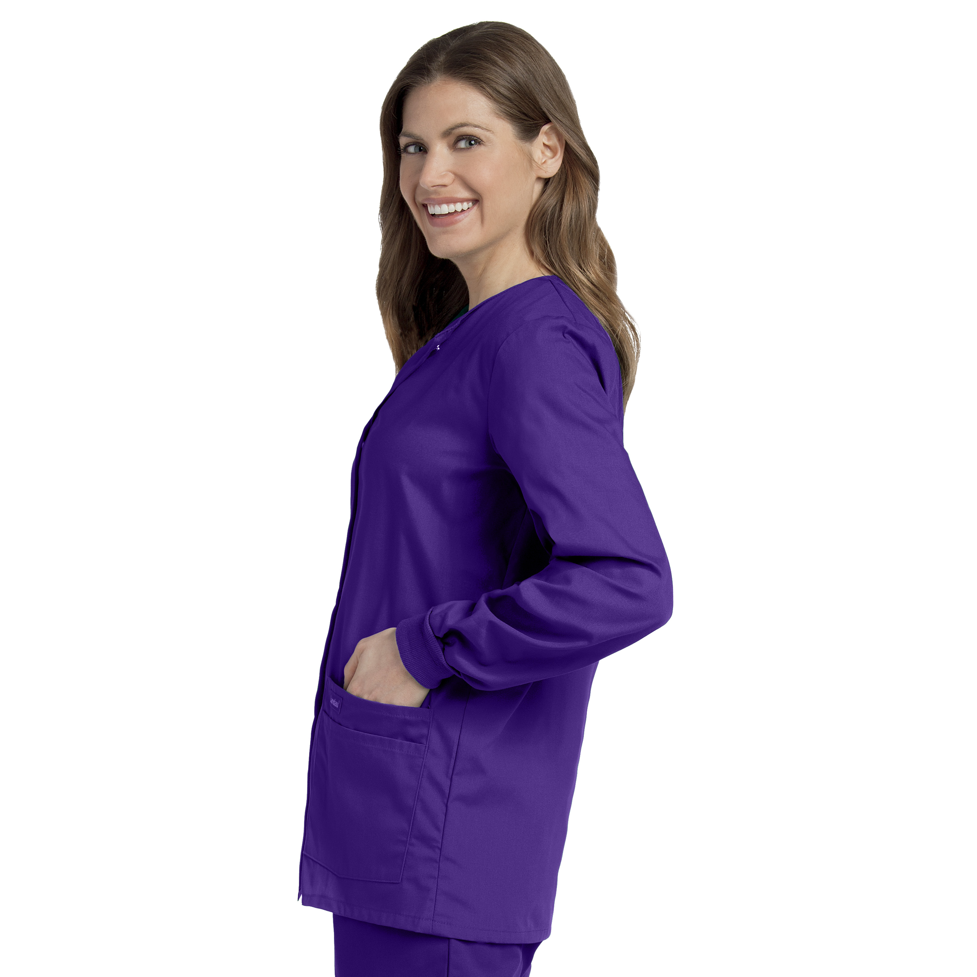 Landau Essentials Relaxed Fit 4-Pocket Snap-Front Scrub Jacket for Women 7525 - image 5 of 6
