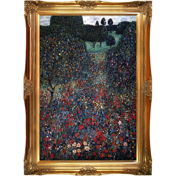 Tori Home Field of Poppies by Klimt Framed Hand Painted Oil on Canvas