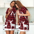 thumbnail image 4 of Honeii Christmas Buffalo Plaid Print Women's Loose Short Sleeve Nightgown, Soft Cotton Sleepwear, Comfy Loose Fit Pajama Dress for Sleep and Lounge, 4 of 6