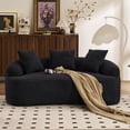 thumbnail image 6 of 65" Velvet-soft Chenille Mid-Century Modern Sofa, Mid-Century Modern Couch with 30D Foam & Spring, Loveseat Sofa Couch with 3 Pillows for Small Spaces, Black, 6 of 8