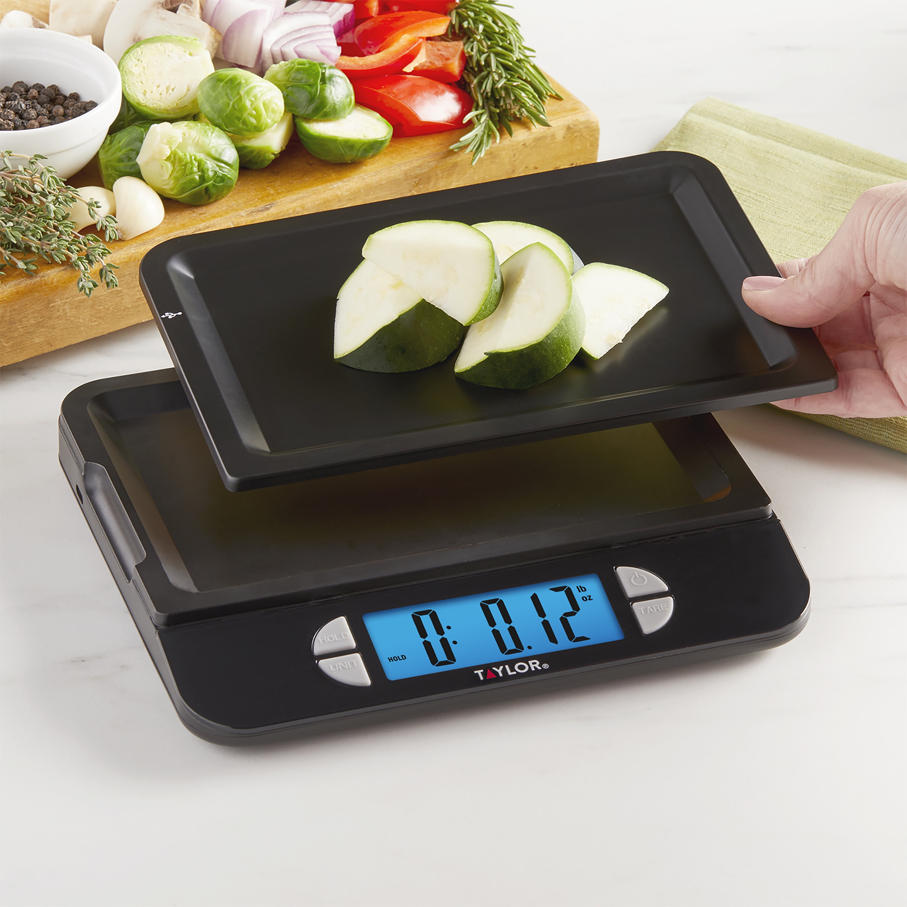 Dual Power Mode 33lb Load-Bearing】2 in 1 Digital Kitchen Scale for Meal Prep