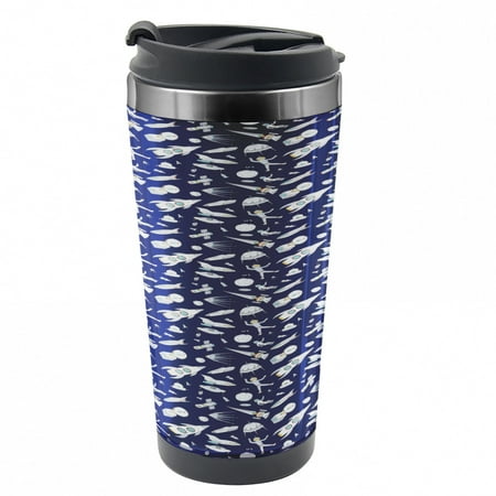 

Space Travel Mug Kids Cosmic Adventure Steel Thermal Cup 16 oz by Ambesonne