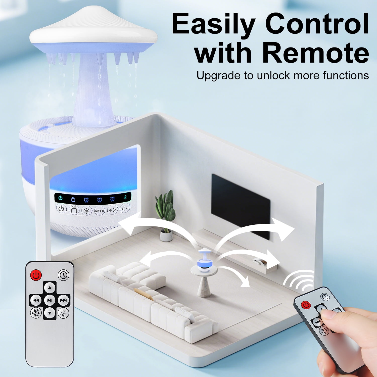 Humidifier for Bedroom,HopePow 12Hrs Cool Mist Top-Fill Ultrasonic Humidifiers with Night Light and Bluetooth Speaker Rain Cloud Humidifier Water Drip Diffuser Ultra Quiet Humidifier for Home,Room