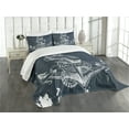 thumbnail image 3 of Ambesonne Nautical Quilted Bedspread Set 3 Pcs, Knot Anchor Compass, King Size, Dark Blue White, 3 of 5