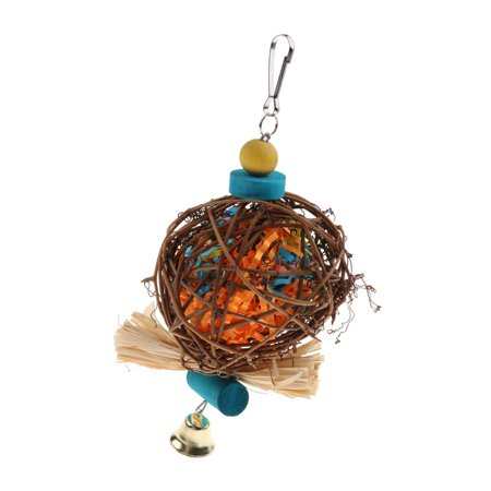 Parrot Bird Chewing Toy , Natural Rattan Toy for Bird Parrot African Greys Budgie Parakeet Cockatiel Lovebird Cage Toy