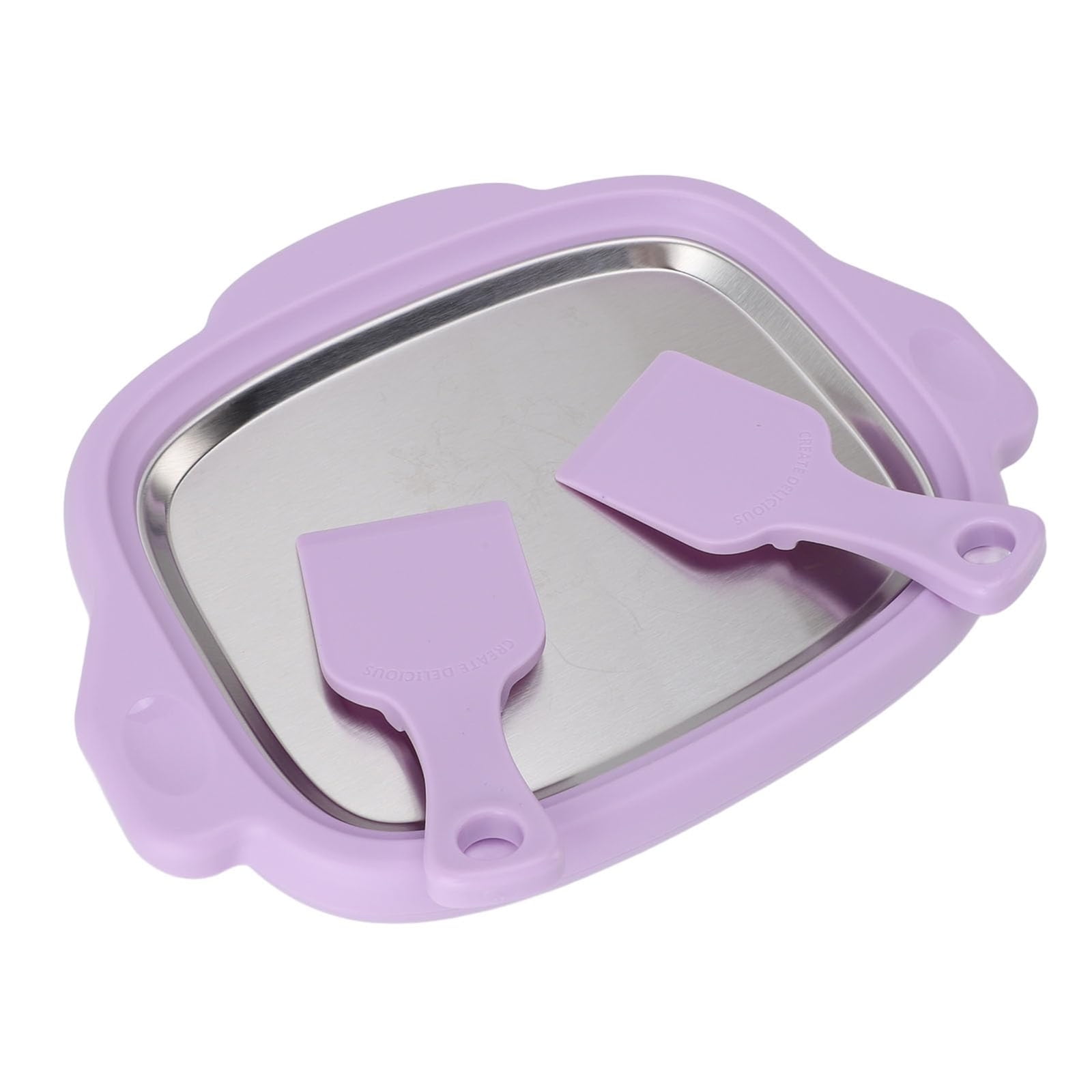 Ice Cream Maker Pan with 2 Scrapers Ice Cream Maker Plate Multifunctional Cold Sweet Fried Plate Rolled