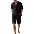 thumbnail image 3 of Men'S 2 Pieces Shirt Set Short Sleeve Button Down Casual Hippie Holiday Beach T-Shirts Shorts Outfits, 3 of 8