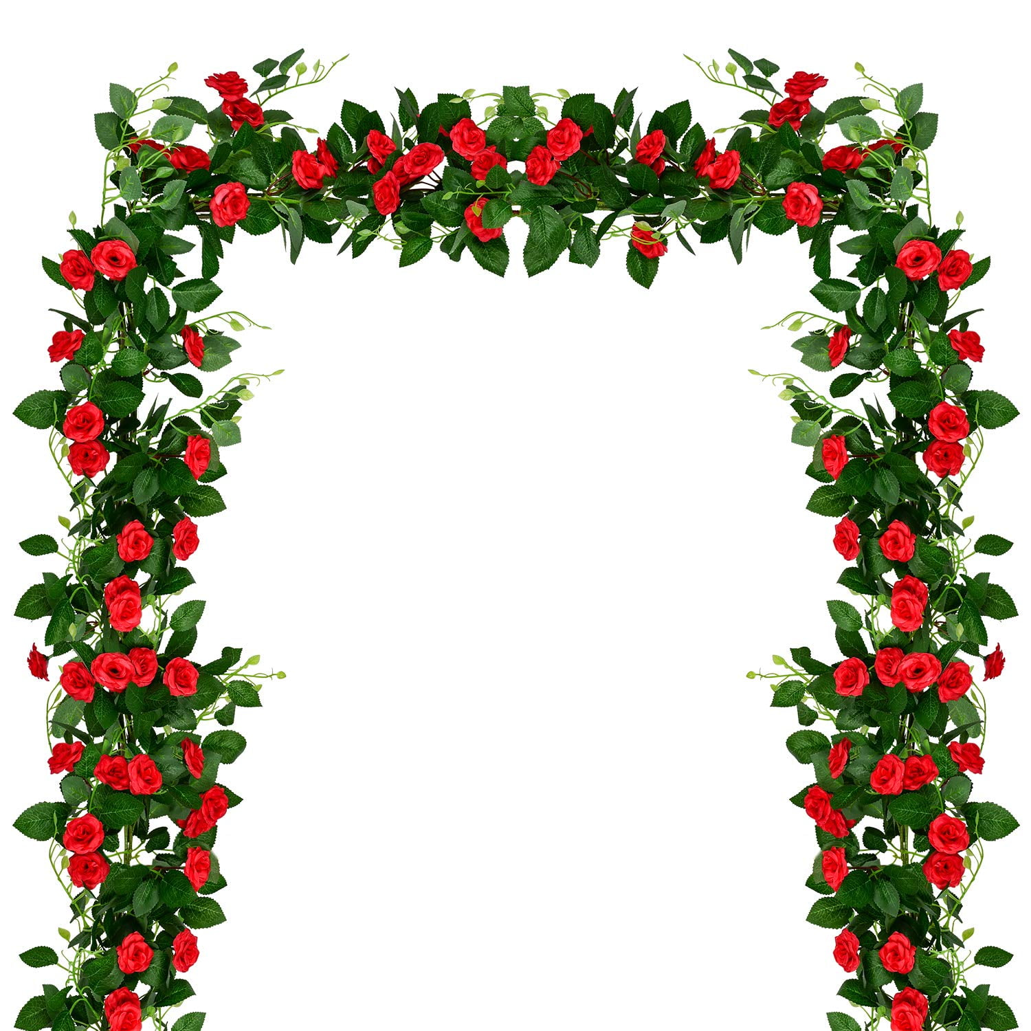 LEFV 8 Feet Rose Vines Artificial Garland with Green Leaves,Blue