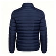 thumbnail image 5 of Men Stand Collar Puffer Jacket Full Zip Packable Quilted Outerwear Zipper Side Pockets Warm Casual Coat for Daily Commute Travel Camping Cold Weather Outdoor Wear Blue M, 5 of 6