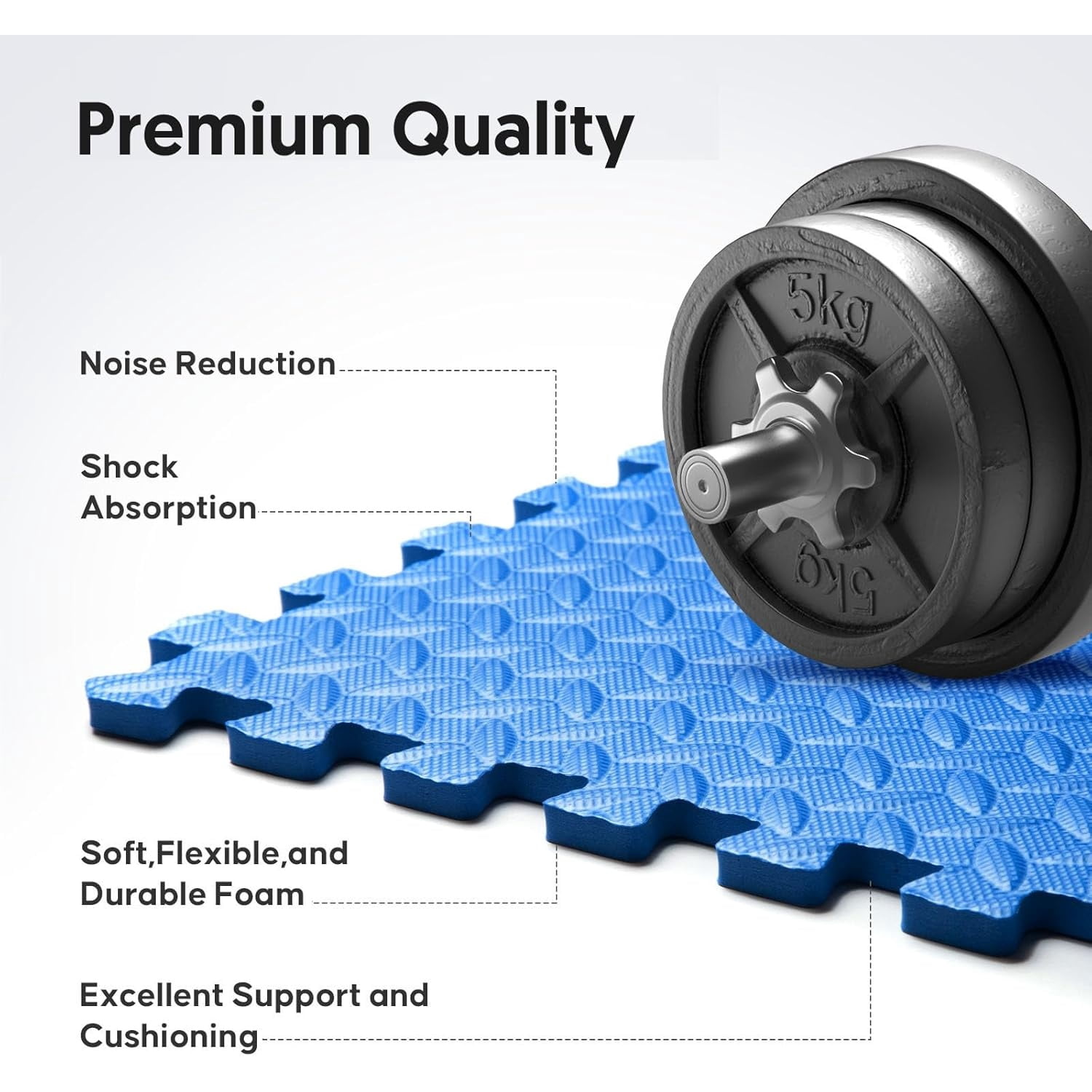 Home Gym Mat, Puzzle Exercise Mat, of EVA Interlocking Foam Floor Tiles for Home Workout Equipment and Kids' Play Areas - Blue, 24 in x 24 in x ½ in - 16 Tiles (Blue, 16 Pack 64 sq ft)