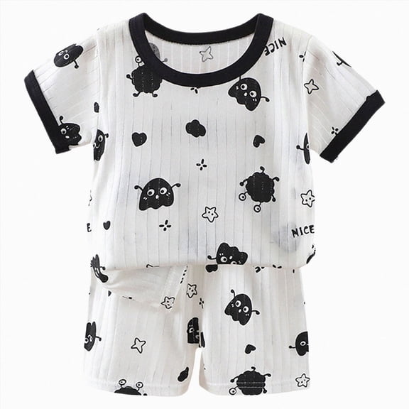 KPOPLK Toddler Boys Cotton Short Sleeve Top and Shorts Pajama Set 2-Piece Baby Boy Summer Clothes Size 18-24 Months