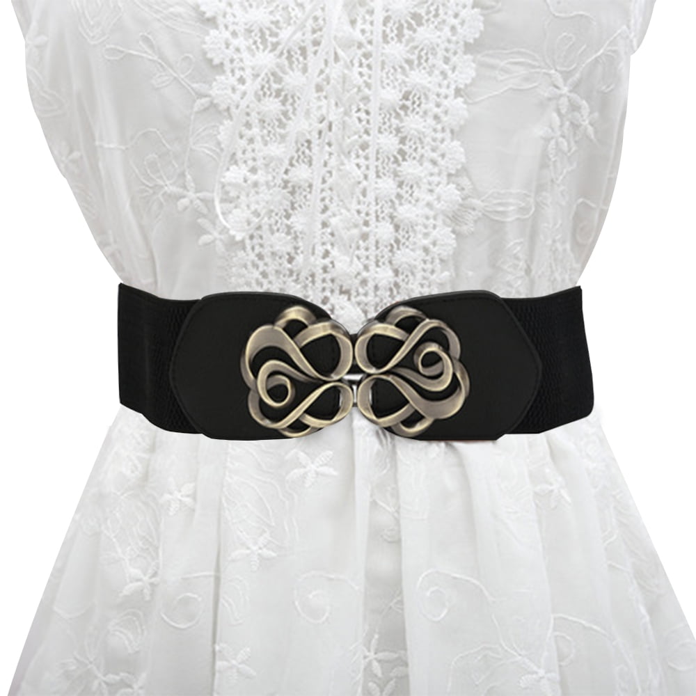 Ceinture Large élastique Pour Femme - Boucle Métal Doré, Longueur 68 Cm - Pour Robes, Jupes, Pulls - Ajustable Et Confortable