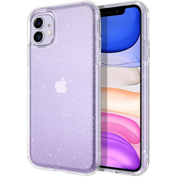 iPhone 11 Case Clear Glitter Sparkle Shiny Sparkly Bling iPhone 11 Cover for Girls Women Thin Lightweight Anti-Slip Shockproof Protective Cell Phone Cases for iPhone 11 6.1 Inch, Transparent