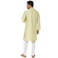 thumbnail image 4 of In-Sattva Men's Festive Rich Embellished Handcrafted Knee-Length Kurta Tunic; Sunny Pista Green; MD, 4 of 6