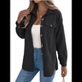 thumbnail image 3 of Camisa de Punto para Mujer, de Otoño, de Corta, de , de Larga, con Botones Negro M, 3 of 9