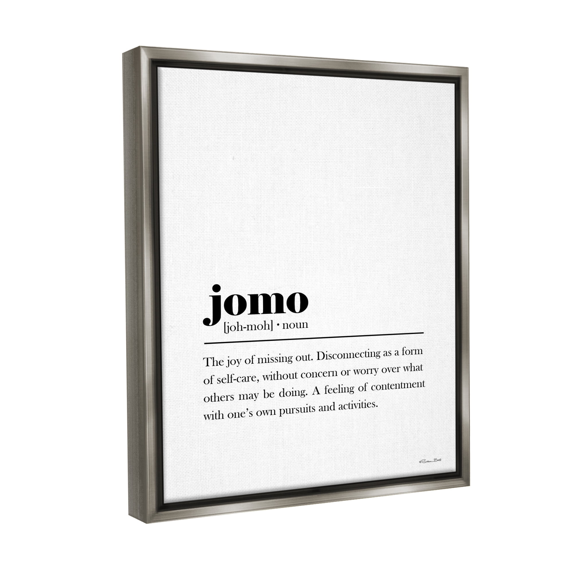 Stupell Industries Jomo Bathroom Definition Typography Painting Gray Floater Framed Canvas Art Print Wall Art, 25 x 31