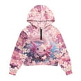 thumbnail image 4 of Xoenoiee Axolotl Cherry Blossom Print Girls Quarter Zip Hoodie Pullover Long Sleeve Shirts Half Zip Sweatshirt Casual Crop Top Trendy Clothes, 9-10 Years, 4 of 7
