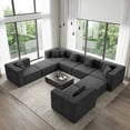 thumbnail image 3 of BEHOST 130" 8-Piece Modular Sectional Sofa with Ottomans, U-Shaped Pit Couch for Living Room, Modern Teddy Fabric Cloud Couch Set, Large Sleeper Sofa with Deep Seats, Dark Gray, 3 of 7